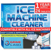 GRIME LABS Ice Machine Cleaner Tablets Descaler – 24 Pack (1 Year Supply) – Nickel-Safe, Removes Mold & Improves Taste – Compatible with Countertop & Nugget Ice Makers