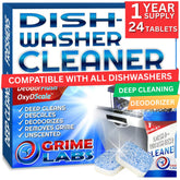 GRIME LABS Dishwasher Cleaner Deodorizer Descaler Tablets, 24 pack Heavy Duty Deep Clean and Natural Limescale Remover, Dish Washer Cleaner Machine Pods, 12 Months Supply