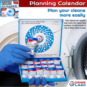 GRIME LABS Washing Machine & Dishwasher Cleaner Tablets Bundle – 12-Month Supply | Deep Cleaning & Deodorizing Tablets for Dishwashers & Washing Machines | 48-Tablet Set – Value Pack