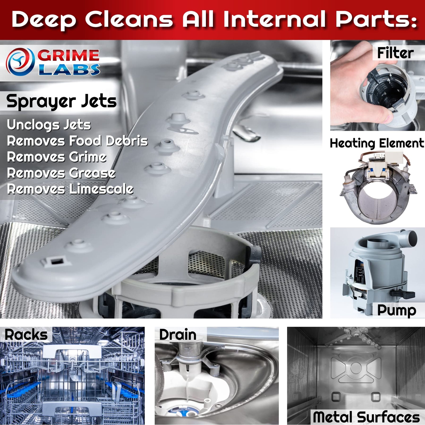 GRIME LABS Washing Machine & Dishwasher Cleaner Tablets Bundle – 12-Month Supply | Deep Cleaning & Deodorizing Tablets for Dishwashers & Washing Machines | 48-Tablet Set – Value Pack