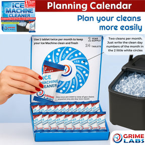 GRIME LABS Ice Machine Cleaner Tablets Descaler – 24 Pack (1 Year Supply) – Nickel-Safe, Removes Mold & Improves Taste – Compatible with Countertop & Nugget Ice Makers
